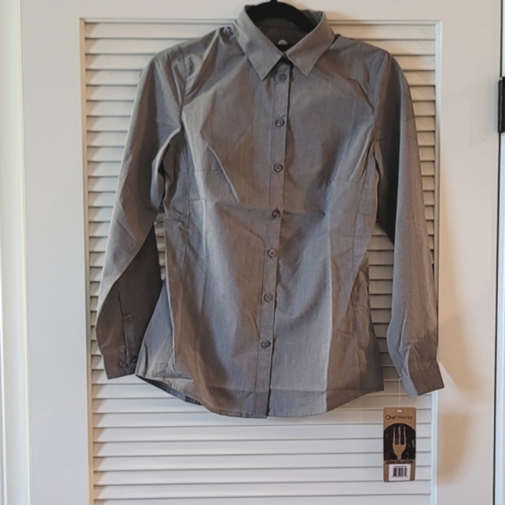 Urban Collection By Chef Works- Grey Long-Sleeve Button Shirt